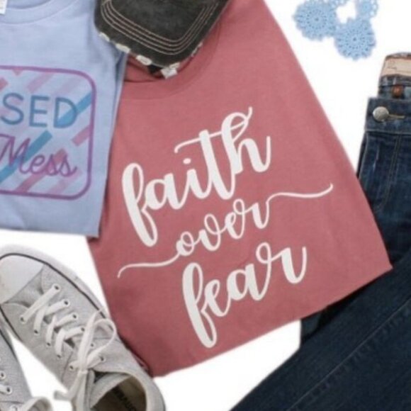 Faith over Fear Casual tee top - Picture 2 of 3